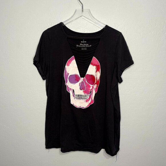 Torrid High Neck Slim Fit Skull Shirt Top 1 1X 14/16 - Picture 1 of 4